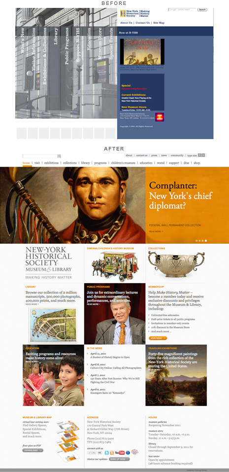 New-York Historical Society Museum Website New-York Historical Society Museum Website, Tronvig Group Before After
