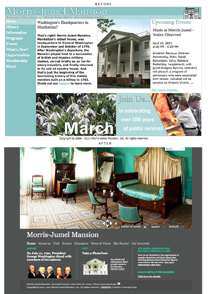 Morris-Jumel Mansion website design, Tronvig Group