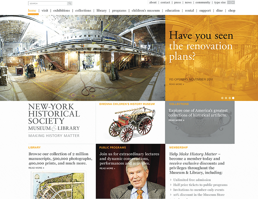 New York Historical Society Museum Website design, Tronvig Group