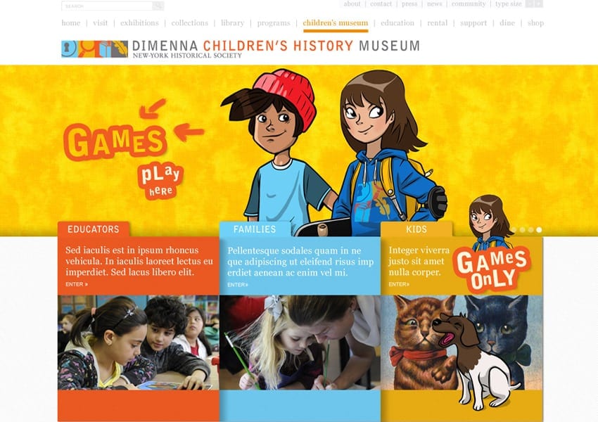 DiMenna Children's History Museum website design, Tronvig Group